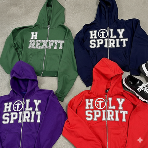 Hoodies à Capuche Zippés à Épaules Tombantes en Molleton Lourd de Qualité Supérieure, Personnalisables avec Logo par Sérigraphie, Faible MOQ, Meilleures Ventes - Product Image 5