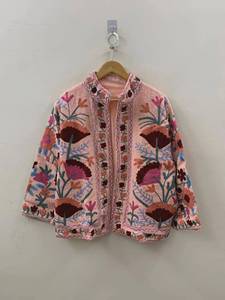 Handmade TNT Suzani Short Jacket Embroidered Boho Jacket <b>Vintage</b> Uzbek Textile Floral Bomber <b>Coat</b> Bohemian Ethnic Outerwear - Product Image 2