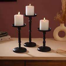 Portavelas de aluminio con recubrimiento de polvo negro al por mayor, de 5 brazos, para decoración del hogar y bodas, en tamaño personalizable. - Product Image 4