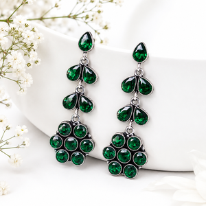 Wholesale <b>Oxidized</b> Silver Multi Stone Dangle Earrings Bulk Supplier | Direct Factory Manufacturer | Hot Selling Ready Stock - Product Image 1