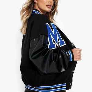 Veste universitaire pour femmes de haute qualité, surdimensionnée, avec broderie personnalisée, veste bomber tendance, style universitaire, vente en gros - Product Image 5