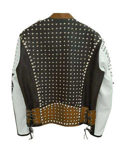 เสื้อแจ็คเก็ตหนังผู้ชายสไตล์ร็อคพังก์ ประดับหนามแหลม ทรงเข้ารูป แฟชั่นทันสมัย พร้อมซิปปิด แขนยาว สไตล์เฮฟวีเมทัล - Product Image 4