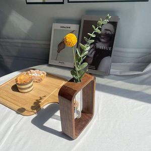 Vase moderne en verre avec cadre en bois carré léger, pour plantes d'intérieur, MULTI CRAFT, Fête des Mères - Product Image 4