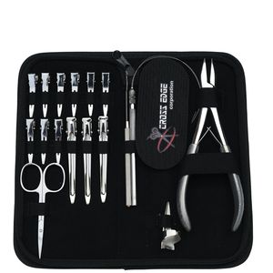 Kit d'accessoires pour extensions capillaires de salon : Pince à sertir plate, Crochet de tirage de mèches, Pince à boucles, Pinces de sectionnement, Ciseaux - Product Image 5