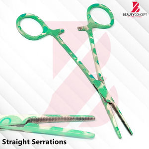 Pinza Hemostática Recta de 5.5 Pulgadas, Pinza de Sujeción Dentada de Acero Inoxidable con Patrón de Corazón Verde, Reutilizable, Manual, Quirúrgica, para Hospital - Product Image 2