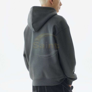 เสื้อฮู้ดดี้โอเวอร์ไซส์ผู้ชาย สไตล์ลำลอง พิมพ์ลายดิจิทัล ตัวอักษรพิมพ์ลาย กระเป๋าหน้า ผ้าฝ้าย 100% - Product Image 2