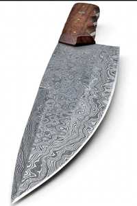 Couteau de chef artisanal en acier Damas avec manche en bois de noyer, outil de cuisine - Product Image 2