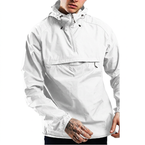 Chaqueta con Capucha para Hombre, Cortavientos, con Cierre de Cremallera de un Cuarto, Color Sólido, Ligera, de Poliéster, Informal para Exteriores - Product Image 4