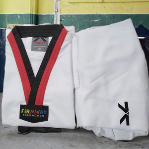 ชุดเทควันโด FIRAWAY สำหรับผู้ใหญ่ สีขาว โพลีเอสเตอร์/ผ้าฝ้าย 2 ชิ้น ระบายอากาศได้ดี น้ำหนักเบา ยืดหยุ่น ชุดศิลปะการต่อสู้ ทรงปกติ - Product Image 3