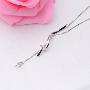 S925 Silver Lightning S-Shaped Pendant Personalized Necklace Set with DIY Pearl Accessory <b>Holder</b> 305 - Product Image 3
