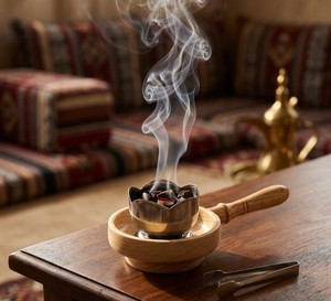 Brûleur à oud en bois de qualité supérieure avec insert métallique et pince, diffuseur de bakhoot islamique fait main, pièce décorative pour une utilisation toute l'année - Product Image 3