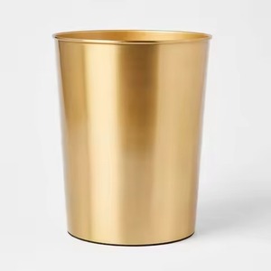 Modern <b>Black</b> Cylindrical Metal Storage Bucket Open Top Minimalist Design Indoor Outdoor Household Waste Bin Geometric Patter - Product Image 2