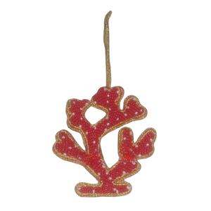 เครื่องประดับลูกปัดรูปต้นไม้สีแดงทำด้วยมือปักลาย zari ต้นคริสต์มาสเครื่องประดับแขวนจำนวนมาก - Product Image 1