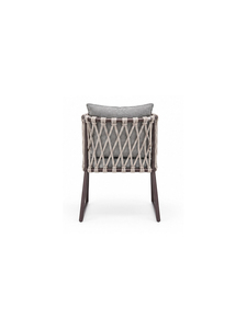 Modern Rope Woven <b>Dining</b> <b>Armchair</b> with Cushioned Fabric Seat Backrest Nordic Restaurant Cafe Home Furniture - Product Image 2