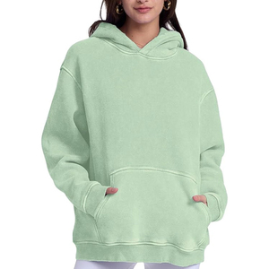 Sweat à capuche surdimensionné pour femme, personnalisé avec logo imprimé en relief, de haute qualité, bleu foncé, pull épais, streetwear d'hiver - Product Image 1