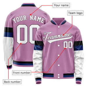 Men's Purple Color Block Baseball Jacket Full Sleeve Zipper Closure Breathable Polyester Regular Fit All Seasons Wear - Product Image 5