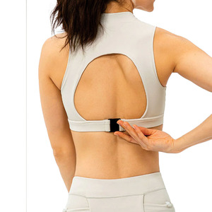 Women's High Collar Sleeveless Crop <b>Top</b> Sport Tank <b>Top</b> Moisture Wicking Knitted Spandex Nylon Training Wear OEM women's shirt - Product Image 3