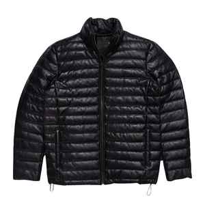 Veste matelassée en cuir véritable à capuche pour homme, manteau d'hiver, personnalisable, imperméable et respirant - Product Image 1