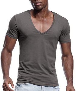 Camiseta Deportiva Transpirable Básica de Manga Regular con Diseño Sólido, Cuello en V, Estilo Casual para Hombre - Product Image 1