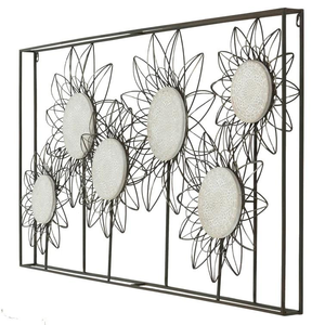 Nouvelles Décorations Murales de Luxe à Forte Demande : Art Mural en Métal en Forme de Fleur avec Verre, Design Floral Tendance pour la Maison - Product Image 5