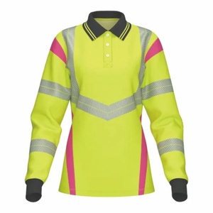 Camiseta Polo de Seguridad de Alta Visibilidad en Dos Tonos, Manga Larga, Amarillo Marino, Cinta Reflectante, Ropa de Trabajo para Hombre, Tejido de Secado Rápido - Product Image 1