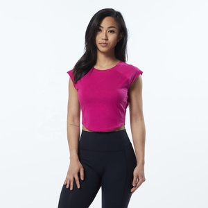 Women's O-Neck Sleeveless Cropped Velocity Cotton T-<b>Shirt</b> Logo Sweat-wicking Breathable Streetwear Style Summer Velocity T-<b>Shirt</b> - Product Image 1