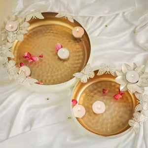 Premium Brass Metal Urli Bowl Floating Diya Water Flower Urli for <b>Home</b> <b>Temple</b> Wedding Festive Decoration - Product Image 6