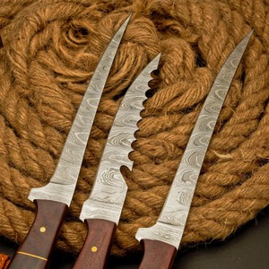 Juego de 3 cuchillos para filetear, hechos a mano, de acero de Damasco, cuchillo de pesca, el mejor regalo para amantes de la pesca, cuchillo personalizado, regalo de aniversario. - Product Image 3