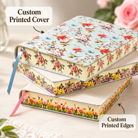 Carnet à couverture souple en cuir italien LABON, imprimé floral et oiseaux, idéal pour le journaling ou comme cadeau