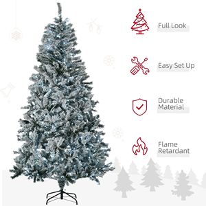 Albero di Natale Artificiale Preilluminato con 75 Luci LED Bianco Freddo, Rami Innevati, Apertura Automatica, Decorazioni Natalizie Verdi - Product Image 4