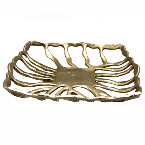 Vaisselle décorative laiton enduit aluminium métal plat de service pour décor de fête en vrac - Product Image 1