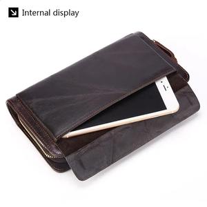 Pochette de voyage élégante en cuir véritable de qualité supérieure, unisexe, marron, avec plusieurs emplacements pour cartes, compartiment zippé pour téléphone, blocage RFID - Product Image 6