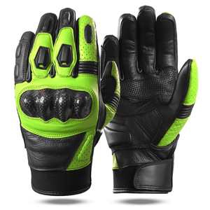 Guantes de Motocicleta de Cuero Negro, Protección Antideslizante, Dedos Completos, Transpirables, Cierre de Velcro, Unisex, para Uso en Exteriores - Product Image 2