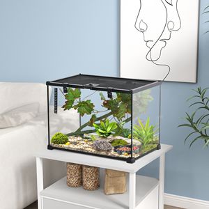 Terrario in vetro nero da 14 galloni con vista completa, 50x30x35 cm, per allevamento serpenti e granchi eremitani, con coperchio scorrevole a rete - Product Image 2