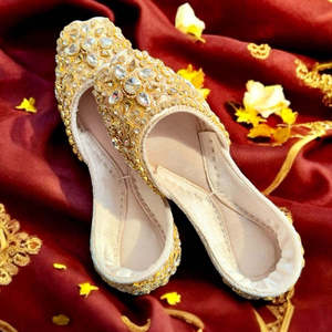 Nuevo Calzado de Fantasía Mehndi, Khussa Jutti con Pedrería, Hecho a Mano, Zapatos Planos para Mujer, para Interiores y Exteriores, Khussa para Fiestas, Venta al por Mayor, OEM, ODM - Product Image 2