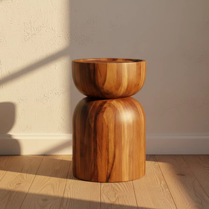 Tabouret en teck fait main Dam, design minimaliste contemporain avec finition naturelle écologique pour la décoration intérieure, les complexes hôteliers et les cafés - Product Image 4