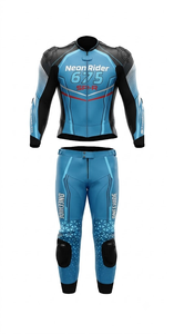 Traje de cuero prémium para hombre, mono de moto de una pieza para carreras con protectores, ideal para el día de pista, con joroba - Product Image 1