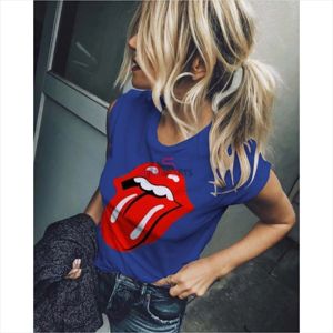 European American Casual Sexy Pentagram Printed Crew Neck Short Sleeved Women's 100% Cotton Knitted <b>Top</b> Slim Fit 180g Spring - Product Image 2