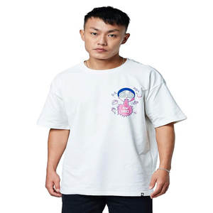 Camiseta de algodón estampada para hombre, estilo urbano, de verano, con hombros descubiertos, camiseta oversize para hombre - Product Image 1