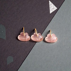 Rose <b>Quartz</b> Cloud Gemstone Charm Pendant with Gold Loop for <b>Necklace</b> Earring Jewelry Making - Product Image 4