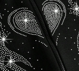 <b>Black</b> Rhinestone Heart <b>Wings</b> Zip-Up Hoodie Unisex Oversized Casual Autumn Wear Knitted Polyester Sweatshirt - Product Image 5