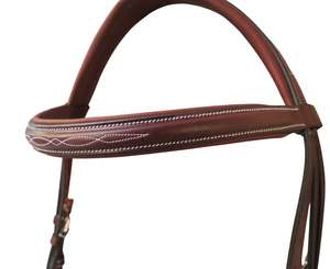 Bridon de cheval croisé en forme de 8 en cuir véritable de haute qualité, personnalisable, rembourré, type Grackle mexicain, pour spectacle équestre - Product Image 3