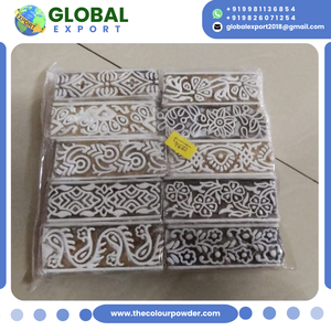 Vente directe usine : Tampons en henné en bois, taille personnalisée, motifs floraux sculptés à la main, emballage en vrac, modernes, tendance, écologiques - Product Image 3