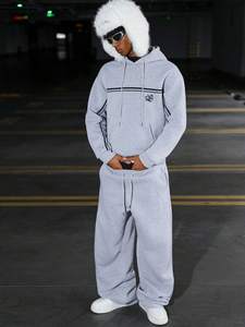 ชุดกีฬาลำลองสำหรับวัยรุ่น พิมพ์ลายตัวอักษร สีเทา สตรีทแวร์ ยูนิเซ็กซ์ น้ำหนักเบา ระบายอากาศได้ดี เสื้อฮู้ดดี้และชุดวอร์ม - Product Image 5