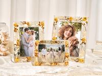 Cadre photo en résine léger et écologique fait à la main avec fleurs séchées, cadre décoratif vertical pour table, pour la décoration de la maison