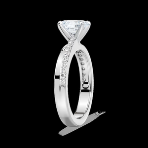 Bague de fiançailles en diamant de laboratoire ovale de 1,20 carat, sertie pavé, solitaire, certifiée IGI, or massif 14 carats - Product Image 3