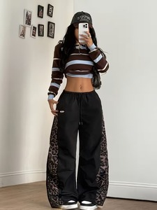 Unisex <b>Summer</b> Holiday Couple's Vintage Swear-Textured Loose Flat Front Parachute-Style 100% Cotton Cargo <b>Pants</b> for Women - Product Image 2
