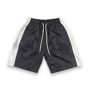 Ensemble de survêtement sportif noir et blanc pour homme avec veste zippée et short, vêtements d'extérieur respirants en polyester pour l'été - Product Image 5