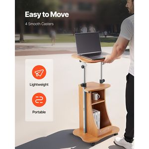 โต๊ะวางแล็ปท็อปแบบพกพาขนาด 43 นิ้ว พร้อมล้อล็อกได้ พื้นที่อ่านหนังสือกว้าง พื้นที่เก็บของแบบเปิด แท่นวางไม้สำหรับการนำเสนอ - Product Image 2