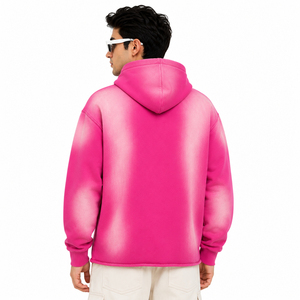 Wholesale <b>Spray</b> Wash Men Hoodies Gradient <b>Pink</b> Heavyweight Cotton Fleece Oversized Casual Streetwear Custom Logo Factory - Product Image 2